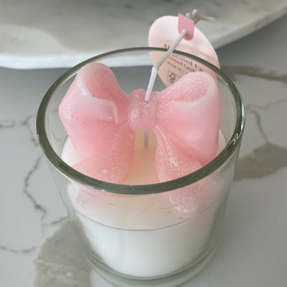 Sincerely Jules~Sparkly Pink SJ Home Coquette Bow "All Dolled Up" Scented Candle